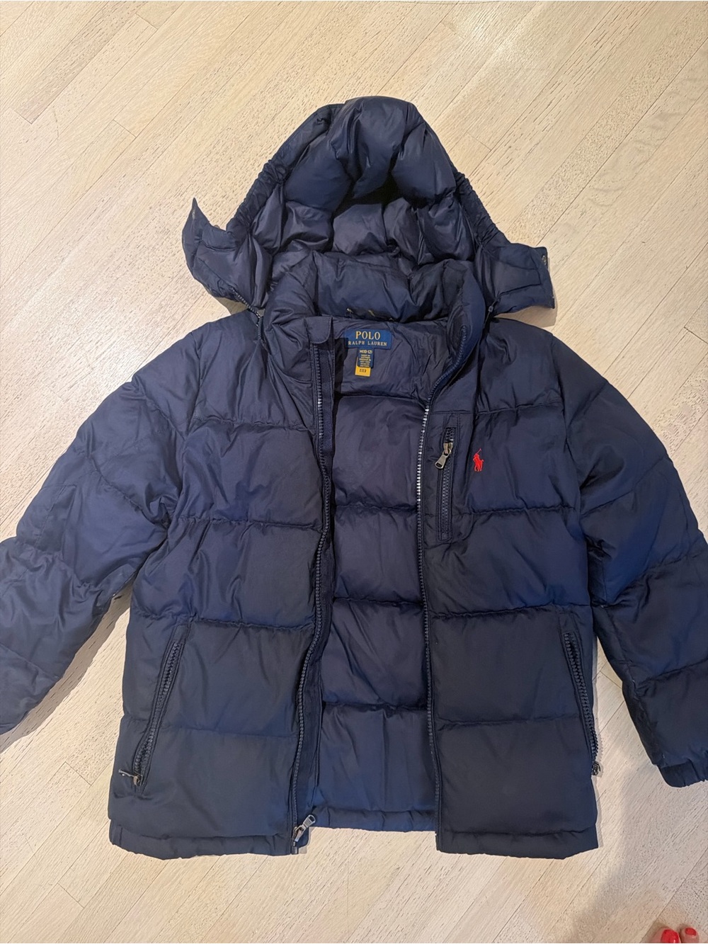 Ralph Lauren Navy Blue Men’s Quilted Puffer Jacket with Hood